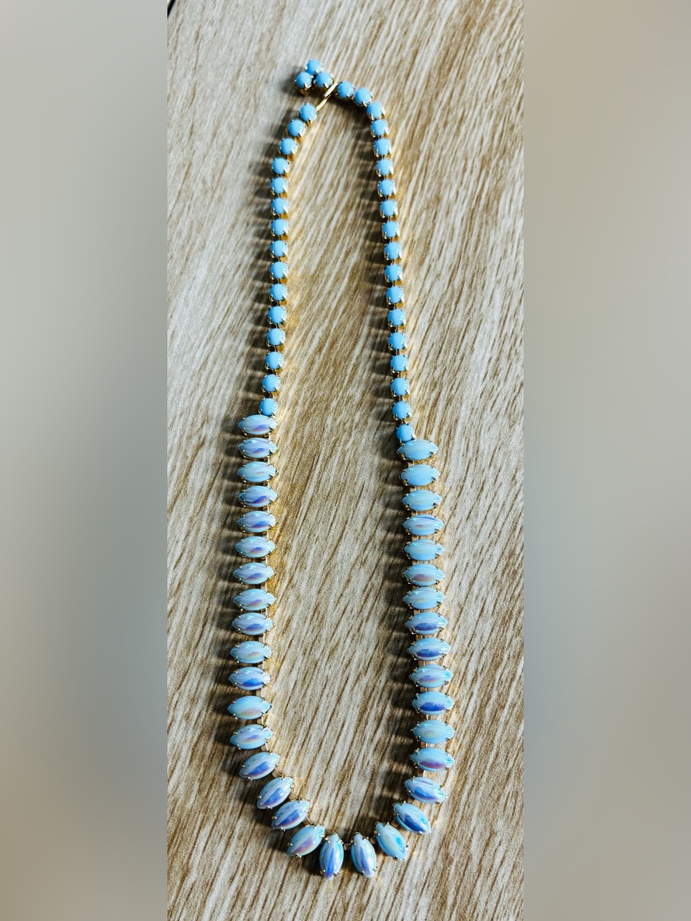 Oval Angelite Stone Channel Set Necklace